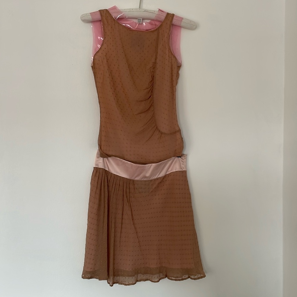CYNTHIA ROWLEY Adam & Eve NUDE Silk Skirt Top Pink Plastic 1992? 2-piece set VTG